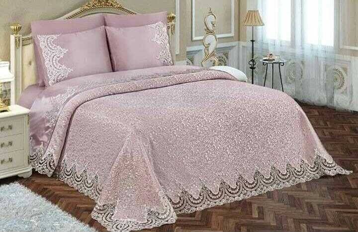 Dowry World - Sultans طقم غطاء صيفي مطرز لون وردي فاتح