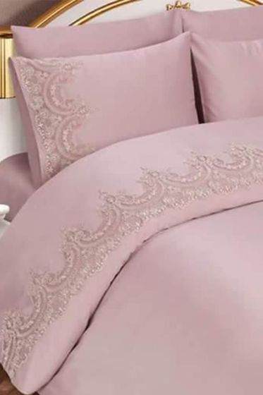 Sultans Cotton Duvet Cover Set, Duvet Cover 165x220, Sheet 170x240 with Pillowcase, Queen Size, Single Size Pink