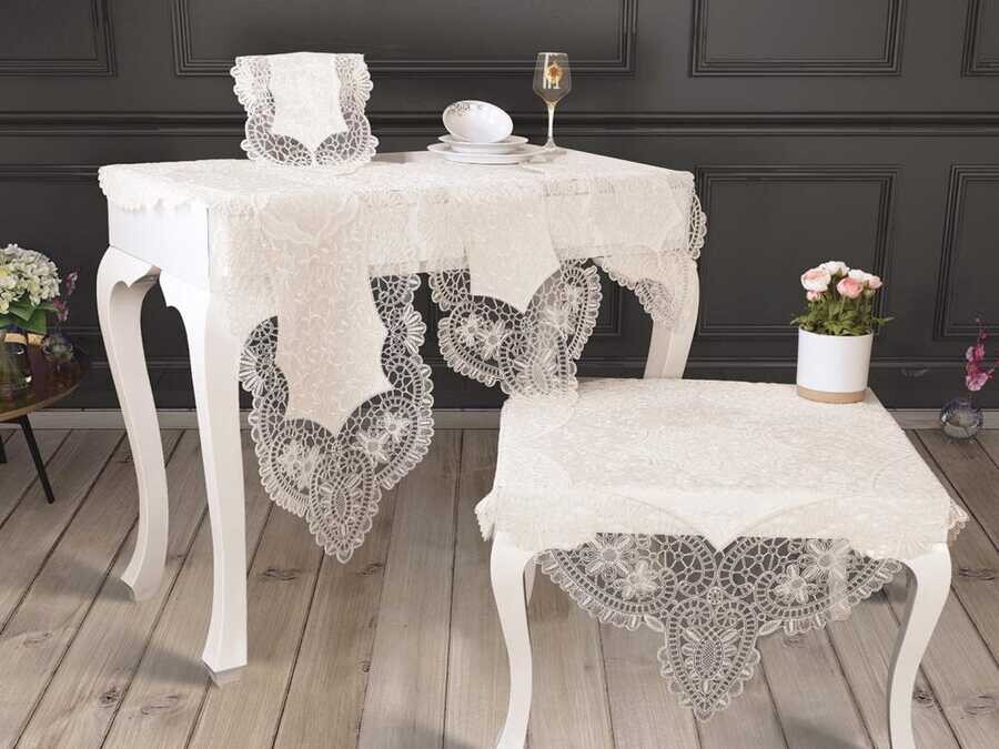 Dowry World - Suman Kordone Luxury Velvet Embroidered 5-Piece Living Room Set Cream Dowry World - Suman Kordone Luxury Velvet Embroidered 5-Piece Living Room Set Cream