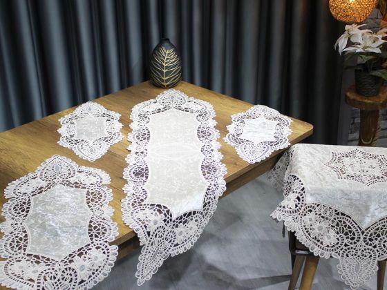 Suman Kordone Luxury Velvet Embroidered 5 Piece Living Room Set Black Cappucino