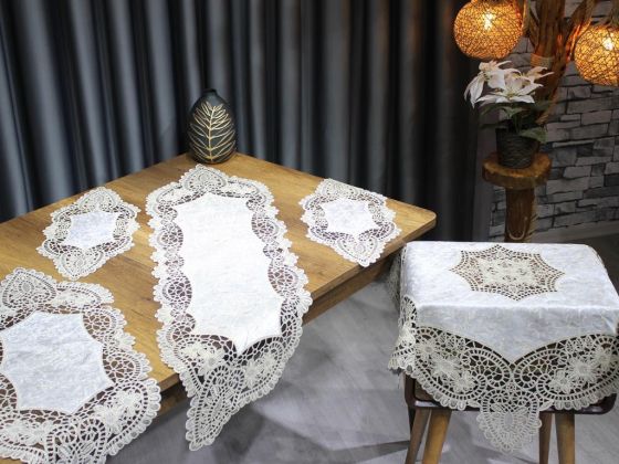 Suman Kordone Luxury Velvet Embroidered 5 Piece Living Room Set Black Gold