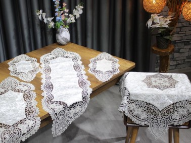 Suman Kordone Luxury Velvet Embroidered 5 Piece Living Room Set Black Platinum - Thumbnail