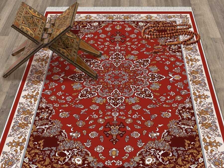 Hyacinth Dark Velvet Prayer Rug Burgundy - Thumbnail