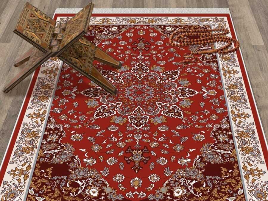 Hyacinth Dark Velvet Prayer Rug Burgundy