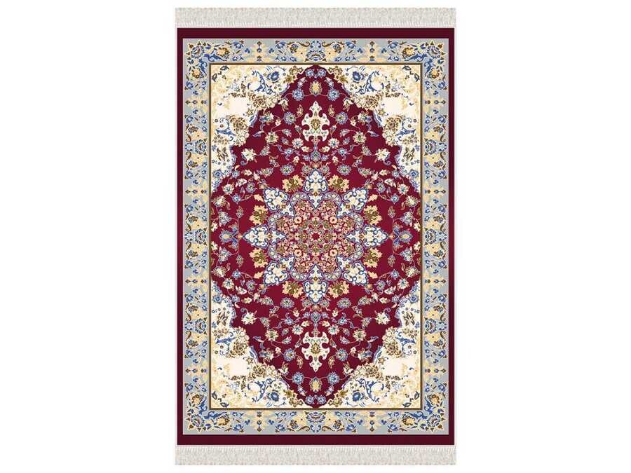 Hyacinth Velvet Prayer Rug Burgundy - Thumbnail