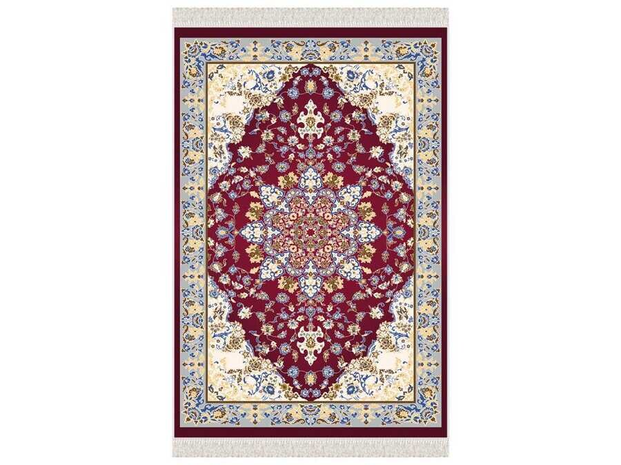 Hyacinth Velvet Prayer Rug Burgundy - Thumbnail