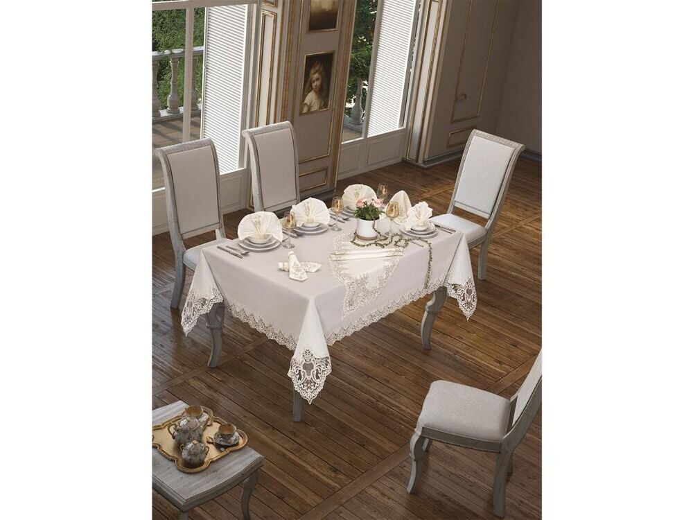 Hyacinth Tablecloth 26 Pieces Cream - Thumbnail