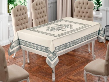 Çeyiz Diyarı - Suna Rectangle Printed Table Cloth Gray Çeyiz Diyarı - Suna Rectangle Printed Table Cloth Gray