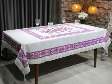 Suna Rectangle Printed Table Cloth - Plum - Thumbnail