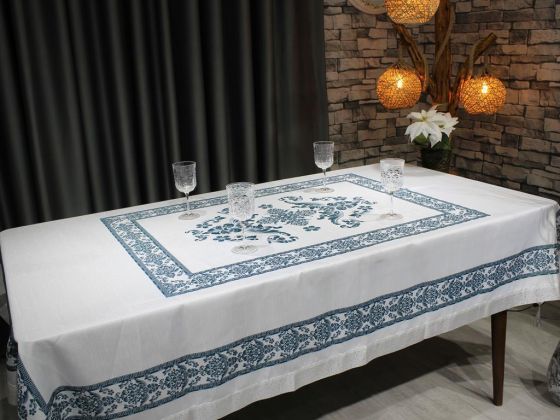 Suna Rectangle Printed Table Cloth Cream Oil