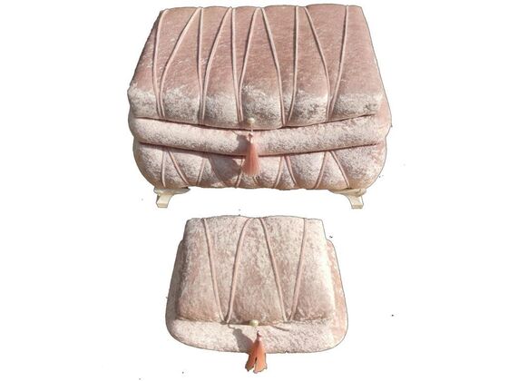 Şura Luxury Stone Tasseled Double Dowry Chest Powder