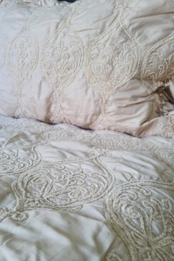 Sure Chenille Bedspread Set, Coverlet 260x260 with Pillowcase, Jacquard Fabric, Full Size, Double Size Beige - Thumbnail