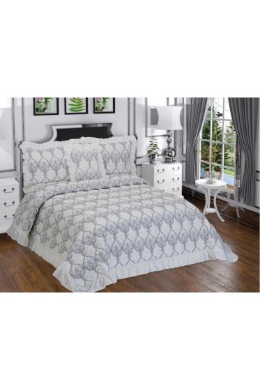 Sure Chenille Bedspread Set, Coverlet 260x260 with Pillowcase, Jacquard Fabric, Full Size, Double Size Gray