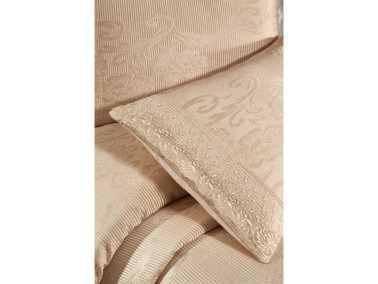 Suzan Bedding Set 3 pcs, Bedspread 250x250 cm, Lace, Double Size Beige - Thumbnail