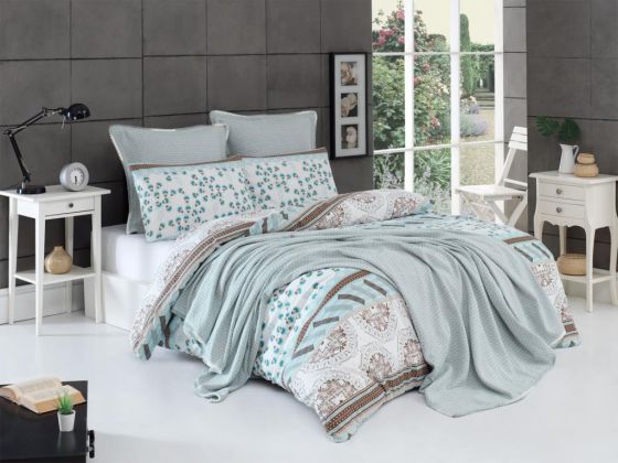 Suzume Bedding Set 6 Pcs, Bedspread 200x230, Duvet Cover 200x220, Bed Sheet, Double Size, Self Patterned, Daily use