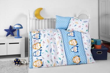 Çeyiz Diyarı - Sweety Owl Baby Duvet Cover Set - Blue Çeyiz Diyarı - Sweety Owl Baby Duvet Cover Set - Blue