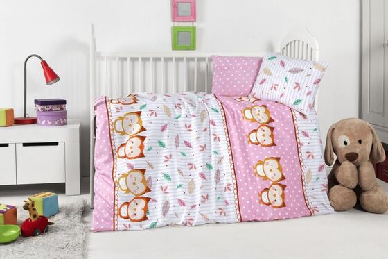 Sweety Owl Baby Duvet Cover Set - Pink