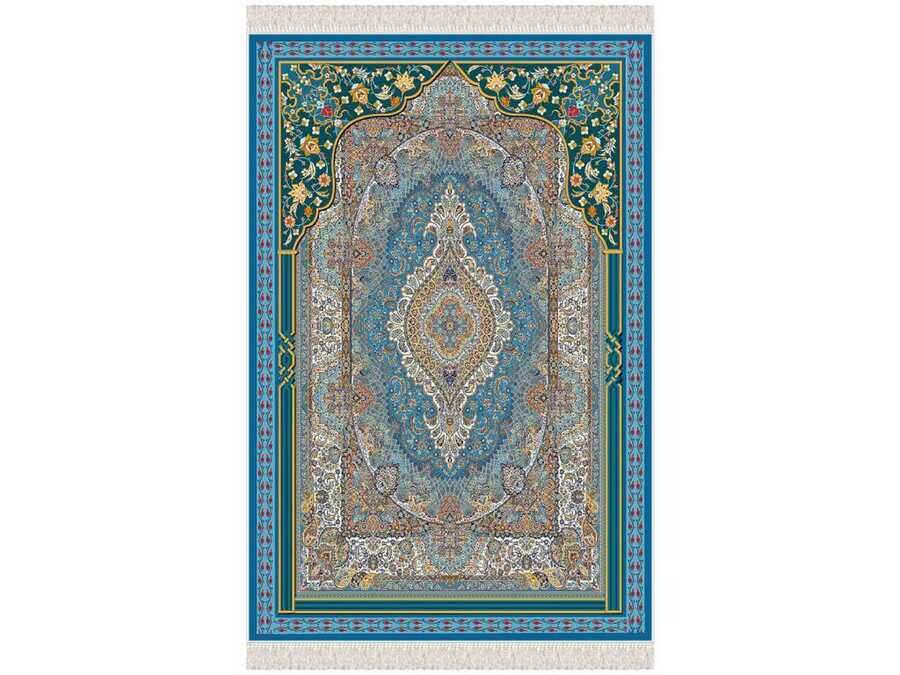 Taqwa Velvet Prayer Rug Blue