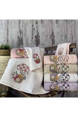 Çeyiz Diyarı - Tanya Embroidered 6 pcs in Set Bamboo Hand and Face Towel 50x90 Cm Çeyiz Diyarı - Tanya Embroidered 6 pcs in Set Bamboo Hand and Face Towel 50x90 Cm