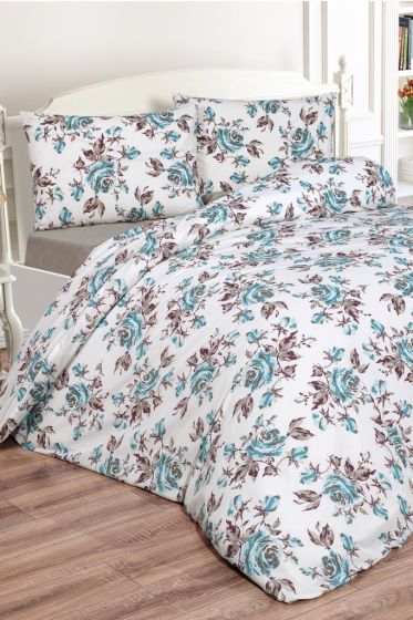Tasya Bedding Set 4 Pcs, Duvet Cover, Bed Sheet, Pillowcase, Double Size, Self Patterned, Wedding, Daily use Blue