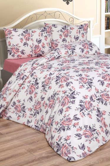 Tasya Bedding Set 4 Pcs, Duvet Cover, Bed Sheet, Pillowcase, Double Size, Self Patterned, Wedding, Daily use Pink