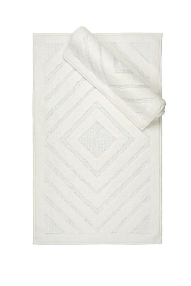 Tiara Bath Mat Set 2 pcs, 60 x 100, 50 x 60, %100 Cotton Fabric Cream