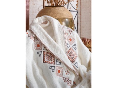 Tilbe Bamboo Bathrobe Set Cream Tile - Thumbnail