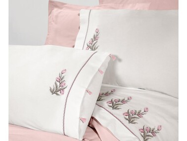 Tina Embroidered Duvet Cover Set Powder - Thumbnail