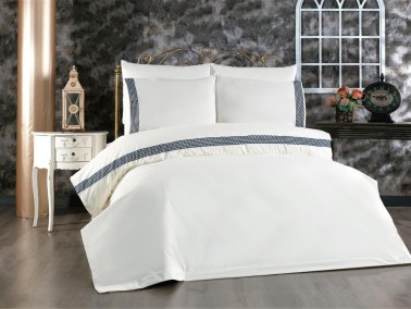 Tomira Bedding Set 6 Pcs, Duvet Cover, Bed Sheet, Pillowcase, Double Size, Self Patterned, Wedding, Cream Oil - Thumbnail