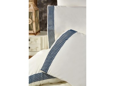 Tomira Bedding Set 6 Pcs, Duvet Cover, Bed Sheet, Pillowcase, Double Size, Self Patterned, Wedding, Cream Oil - Thumbnail