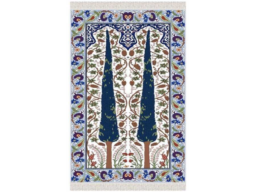 Bud Velvet Prayer Rug Blue