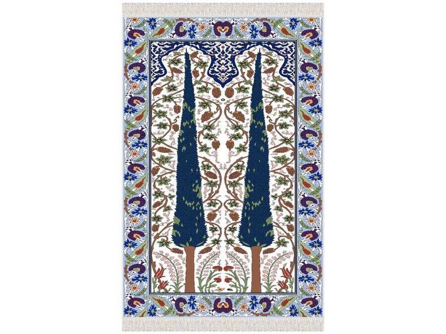 Bud Velvet Prayer Rug Blue