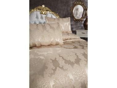 Toprak Jacquard Chenille Bedspread Beige - Thumbnail