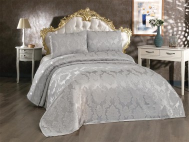 Toprak Jacquard Chenille Bedspread Gray - Thumbnail