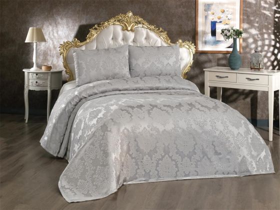 Toprak Jacquard Chenille Bedspread Gray