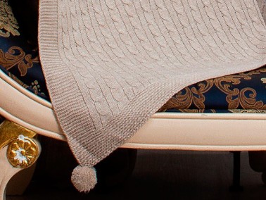 Knitwear Knitted Pattern Tomi Tv Blanket Beige - Thumbnail