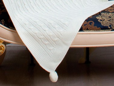 Knitwear Knitted Pattern Tomi Tv Blanket White - Thumbnail