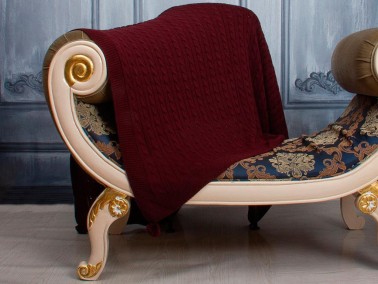 Knitwear Knitted Pattern Tomi Tv Blanket Burgundy - Thumbnail