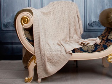 Knitwear Knitted Pattern Tomi Tv Blanket Cappucino - Thumbnail