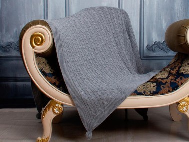 Knitwear Knitted Pattern Tomi Tv Blanket Grey - Thumbnail