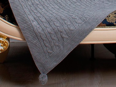 Knitwear Knitted Pattern Tomi Tv Blanket Grey - Thumbnail
