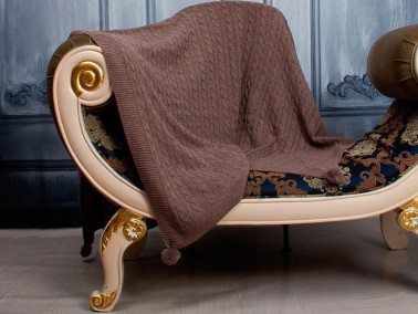 Knitwear Knitted Pattern Tomi Tv Blanket Brown - Thumbnail