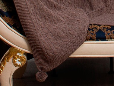 Knitwear Knitted Pattern Tomi Tv Blanket Brown - Thumbnail