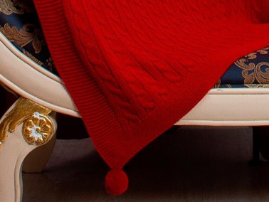 Knitwear Knitted Pattern Tomi Tv Blanket Red - Thumbnail