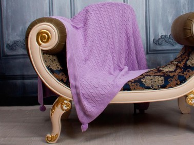 Knitwear Knitted Pattern Tomi Tv Blanket Purple - Thumbnail
