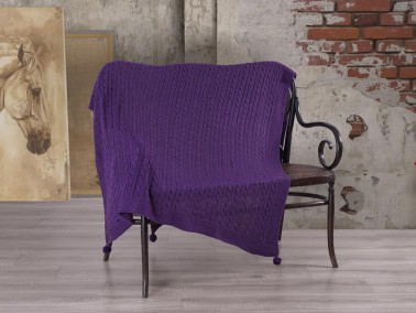 Çeyiz Diyarı - Knitwear Knitted Pattern Tomi Tv Blanket Purple Çeyiz Diyarı - Knitwear Knitted Pattern Tomi Tv Blanket Purple
