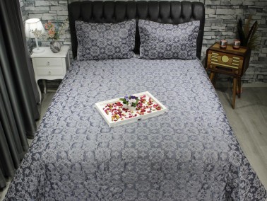 Canvas Quilted Double Bedspread Gray - Thumbnail