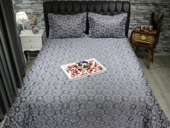 Canvas Quilted Double Bedspread Gray