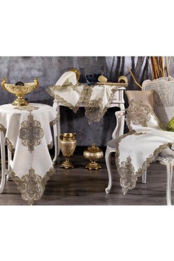 Tual Linen 5 Pieces Living Room, Runer Set Gray - Thumbnail