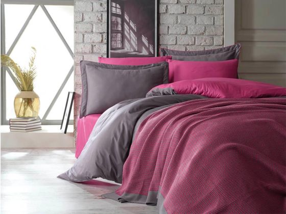 Tuana Double Duvet Covered Blanket Set Fuchsia